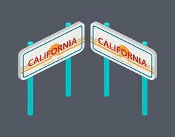 isometrische reeks van pijlers met pijlen wijzend op de richting van Californië voor de kaart. vector illustratie.