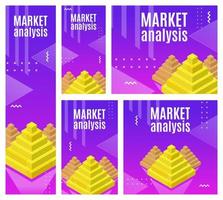 een reeks van verticaal banners in populair maten naar analyseren markten voor afdrukken en decoratie. vector illustratie.