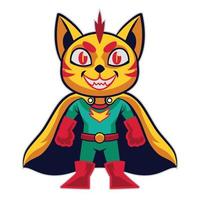 geïsoleerd kat superheld mascotte schattig tekenfilm staand poses vector