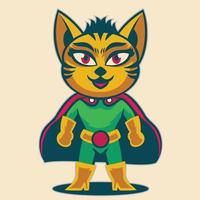 geïsoleerd kat vrouw superheld mascotte staand houding vector