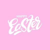 de opschrift gelukkig Pasen Aan een roze achtergrond voor het drukken en vakantie decoratie. vector illustratie.