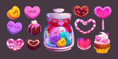 Valentijn dag snoepgoed en toetjes, liefde snoep reeks vector