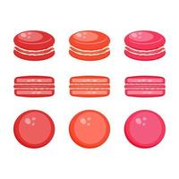 reeks van roze rood vector Frans macarons. cafe, menu, restaurant