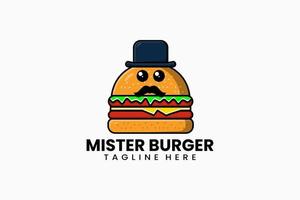 vlak modern sjabloon meneer hamburger logo vector