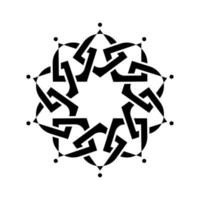 meetkundig embleem sjabloon ontwerp met overlappende elementen. Islamitisch motief. keltisch knoop. meetkundig patroon mandala in Arabisch stijl, zwart logo geïsoleerd Aan een wit achtergrond. vector illustratie