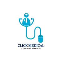 Klik medisch logo ontwerp sjabloon illustratie. Daar muis en plus kruis symbool.dit is voor mooi zo medisch vector