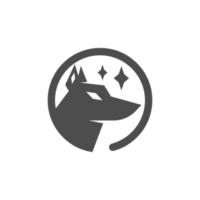 wolf hoofd in cirkel, Super goed voor ster logo icoon vector