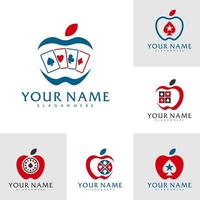 reeks van appel poker logo vector sjabloon, creatief poker logo ontwerp concepten