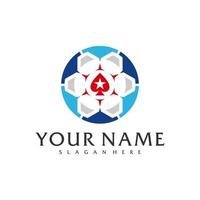 voetbal poker logo vector sjabloon, creatief poker logo ontwerp concepten