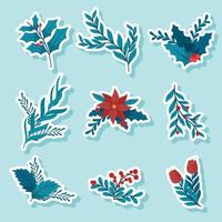 natuur winter bloemen sticker vector