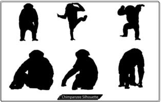 chimpansee vector silhouet pictogrammen. vrij
