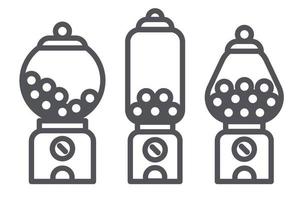 kauwgombal machine lijn pictogramserie. retro automaat voor snoepjes en kauwgums. snoep slot vectorillustratie geïsoleerd op een witte achtergrond vector