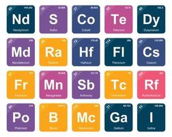 20 preiodisch tafel van de elementen icoon pak ontwerp vector