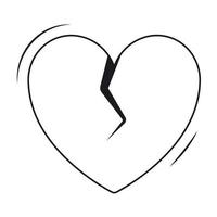 vector geïsoleerd gemakkelijk vlak icoon. hart met een barst in de midden. ontwerp element Aan de thema van de einde van liefde, een gebroken hart, ruzie of scheiding.