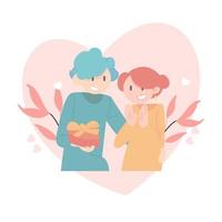 gelukkig valentijn, twee gelukkig stel, kalender 14 februari, twee mensen knuffelen elk ander. vlak vector illustratie