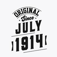 geboren in juli 1914 retro wijnoogst verjaardag, origineel sinds juli 1914 vector
