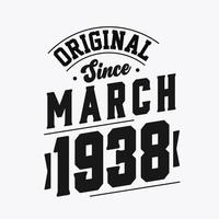 geboren in maart 1938 retro wijnoogst verjaardag, origineel sinds maart 1938 vector