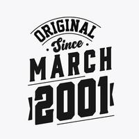 geboren in maart 2001 retro wijnoogst verjaardag, origineel sinds maart 2001 vector