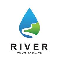 rivier- logo vector met leuze sjabloon