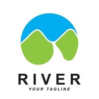 rivier- logo vector met leuze sjabloon