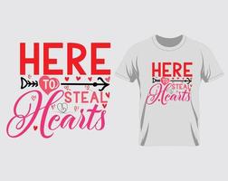hier naar stelen hart gelukkig Valentijnsdag dag t overhemd ontwerp vector
