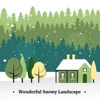 Gratis platte ontwerp Vector Christmas Landscape