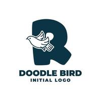 brief r tekening vogel eerste vector logo ontwerp