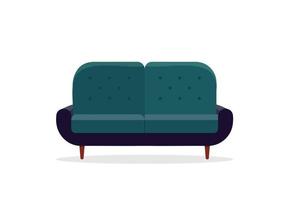 comfortabel sofa Aan wit achtergrond. geïsoleerd bankstel lounge in interieur. vlak tekenfilm stijl vector illustratie.