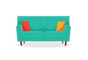 comfortabel sofa Aan wit achtergrond. geïsoleerd bankstel lounge in interieur. vlak tekenfilm stijl vector illustratie.