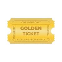 gouden ticket coupon nodig uit exclusief enkel en alleen mensen vector illustratie