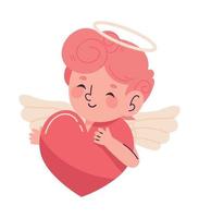 Cupido knuffelen een hart vector
