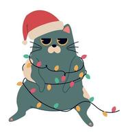Kerstmis kat met lichten vector