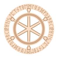 een schepen wiel, een oude Slavisch symbool, versierd met Scandinavisch patronen. beige mode ontwerp vector