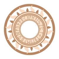 runen- cirkel, een oude Slavisch symbool, versierd met Scandinavisch patronen. beige mode ontwerp vector