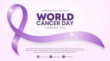 wereld kanker dag achtergrond met een schijnend Purper lint met sparkles vector