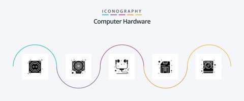 computer hardware glyph 5 icoon pak inclusief schijf. computer. hardware. hardware. schijf vector