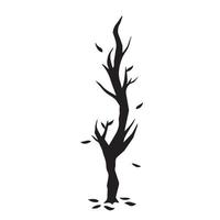 verwelken dood verticaal dun boom met vallend bladeren silhouet vector illustratie geïsoleerd Aan duidelijk wit achtergrond. gemakkelijk vlak buitenshuis decoratie Aan vallen seizoen.