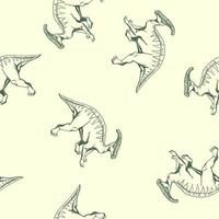 hand- getrokken dinosaurus hadrosauriër naadloos patroon. vector clip art