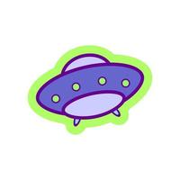 voorraad ufo tekening in vlak stijl voor logo, pleisters, stickers, insignes. vector illustratie.