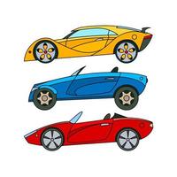 reeks van sport- auto's. gekleurde pictogrammen. vector