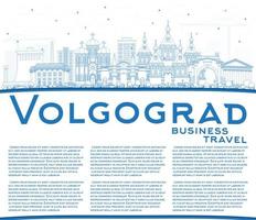 schets volgograd Rusland stad horizon met blauw gebouwen en kopiëren ruimte. vector