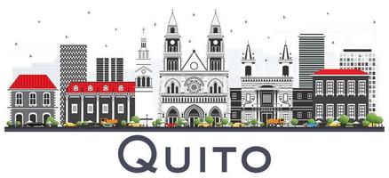 stoppen Ecuador stad horizon met grijs gebouwen geïsoleerd Aan wit. vector