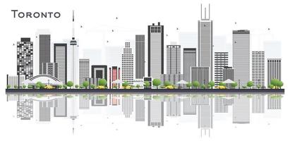 Toronto Canada stad horizon met kleur gebouwen en reflecties geïsoleerd Aan wit. vector