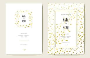 Koninklijk bruiloft uitnodiging kaart. goud en wit. vector illustratie.