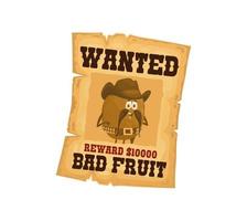 western gezocht poster met kiwi cowboy karakter vector