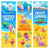 zomer partij, vrolijk tekenfilm vitamines Aan strand vector