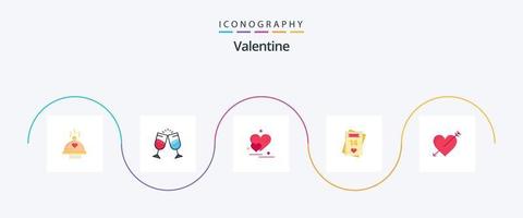 Valentijn vlak 5 icoon pak inclusief liefde. valentijnskaarten. liefde. valentijn. romantisch vector