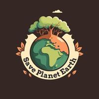 opslaan planeet aarde wereld wereldbol groen milieu en aarde dag concept vector illustratie