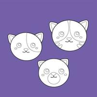 schattig weinig kat katje gezicht digitaal postzegel vector