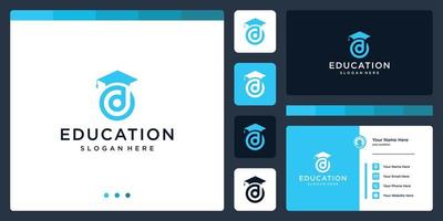 middelbare school, afstuderen, campus, onderwijs logo ontwerp. en logo eerste brief d. bedrijf kaart vector